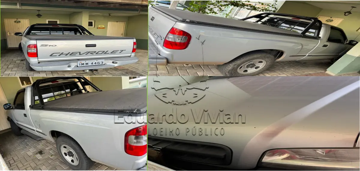 LOTE 001 - IDENTIFICAÇÃO DO VEÍCULO Veículo marca/modelo: GM/S10 COLINA S Ano/modelo: 2005/2005 Placa: IMM4463 Chassi: 9BG124GX05C430376 RENAVAM: 855386525